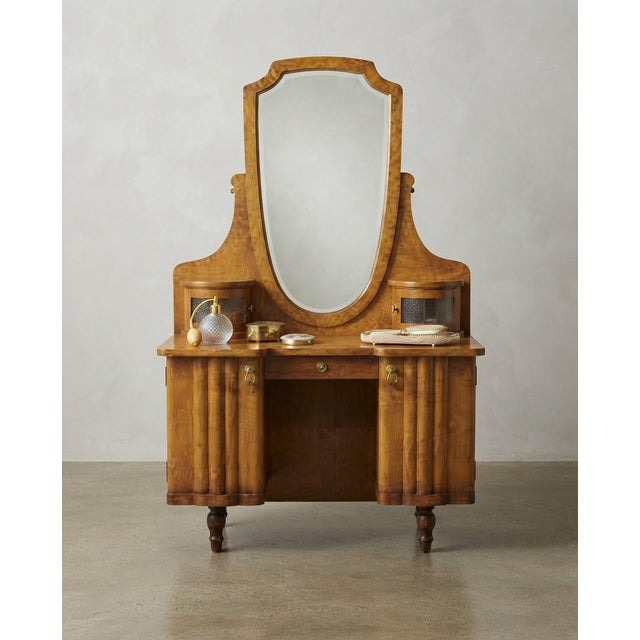 Hungarian Art Deco Vanity Table with Mirror For Sale - Image 3 of 7