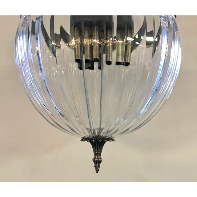 2010s Myran Allan Luxury Lighting Traditional Satin Bronze and Cut Crystal Pendant Light For Sale - Image 5 of 6
