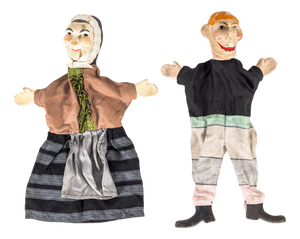 Kasper Theater Wooden Finger Puppets, 1900s, Set of 2