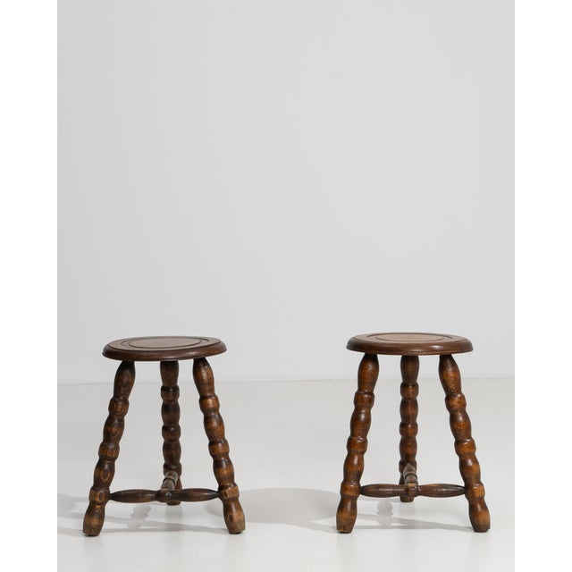 Wood 1970s Pair Of French Bobbin Stools For Sale - Image 7 of 11