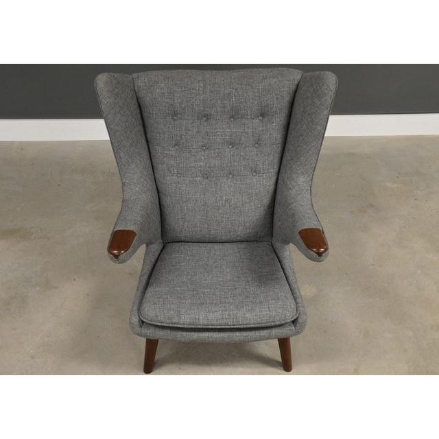 Gray 1960s Hans J. Wegner Grey Papa Bear Chair and Ottoman For Sale - Image 8 of 12