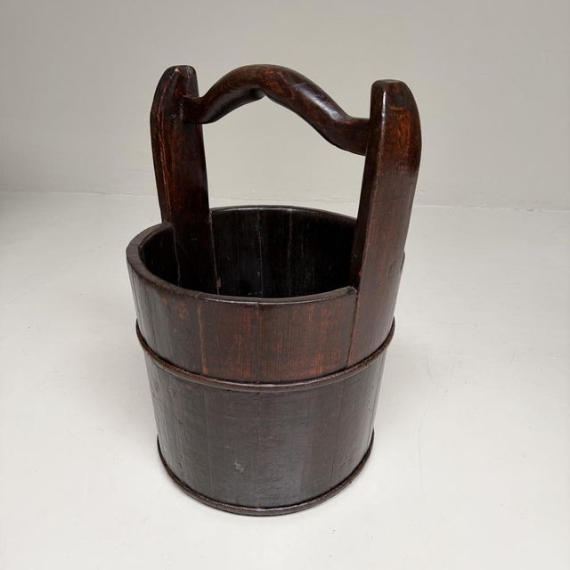 Contemporary Large Traditional Japanese Bucket with Handle Teoke, 1900s For Sale - Image 3 of 15