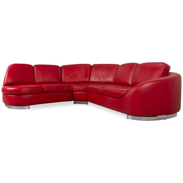 Ruby Red Leather Corner Sofa from Ewald Schillig For Sale - Image 15 of 15