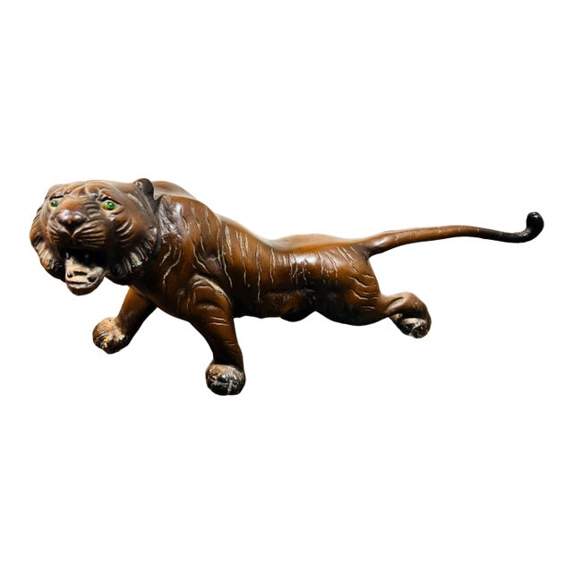 Vintage Early 20th Century Cast Iron Tiger Made in Japan For Sale