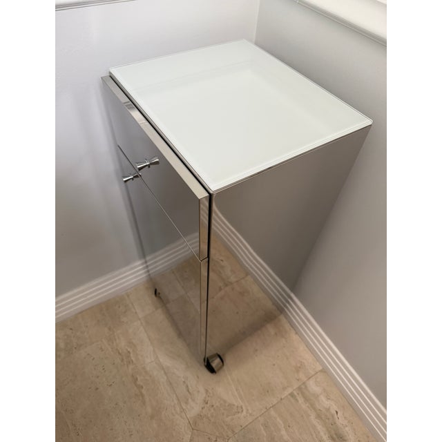 Metal Waterworks Metal Cabinet on Casters With Glass Top For Sale - Image 7 of 7
