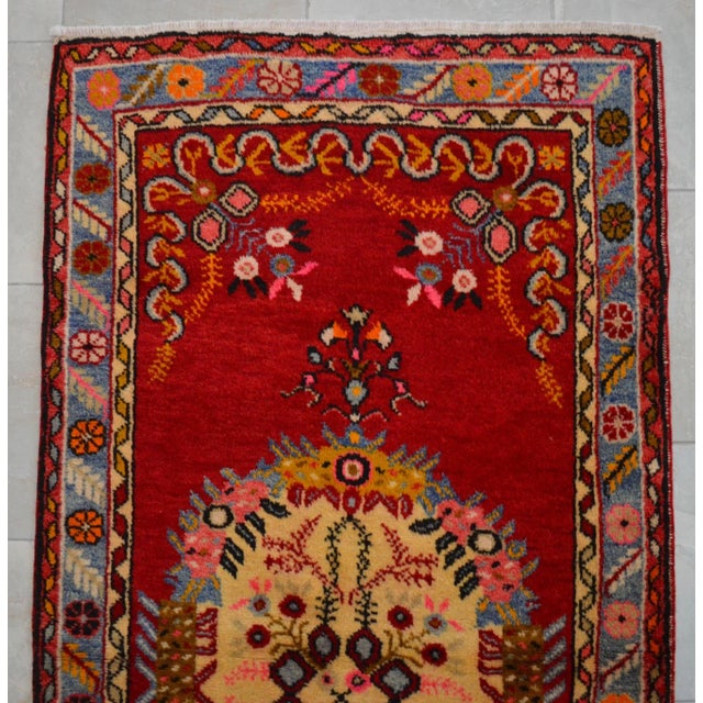 Textile 1960s Vintage Turkish Rug Traditional Hand Knotted High Pile Wool Area Rug - 3' 3" X 6' 9" For Sale - Image 7 of 11