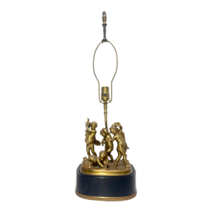 Antique Claude Michel Clodion Sevres Gilt Bronze Cherub Group Statue Table Lamp