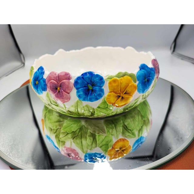 Art Deco Flower Plate with Pansies, 1930s For Sale - Image 6 of 6