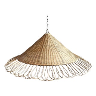 Rattan Large Loop Hat Pendant Light For Sale