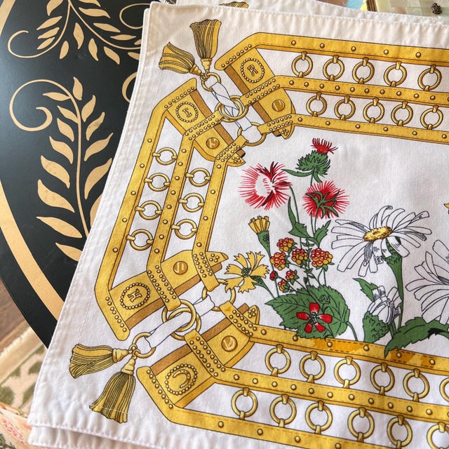 Rare vintage Hermes Paris placemats from 1979 // set of 6 cotton placemats // equestrian motif // horses // collectible luxury homegoods For Sale - Image 12 of 14