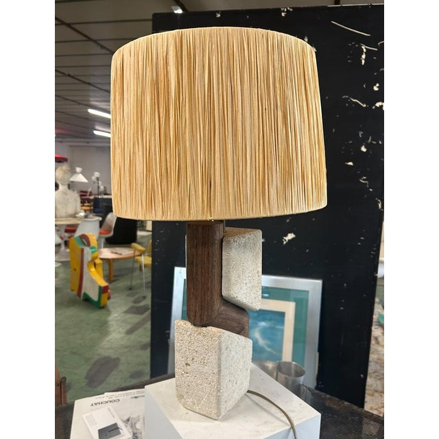 Stone Stone and Wood Lamp by Albert Tormos, 1960s For Sale - Image 7 of 8