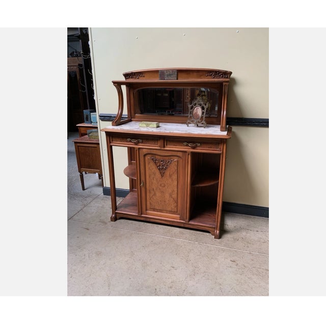 Antique Buffet with Sideboard and Grandfather Clock and Table and Chairs, 1890s, Set of 6 For Sale - Image 6 of 18