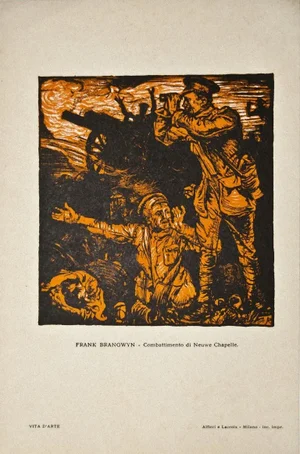 Frank Brangwyn - Battle of Neuwe Chapelle - Original Woodcut by Frank Brangwyn - 20th Century