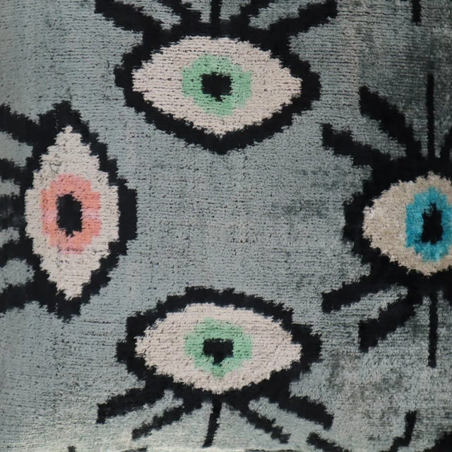 Contemporary Contemporary Handmade Velvet Evil Eye Good Luck Throw Pillow & Down Feather Insert For Sale - Image 3 of 12