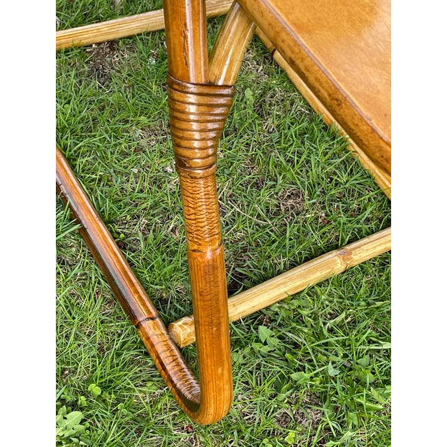 Mid-Century Modern 1950s Rattan Bentwood Staggered Tier Side Table For Sale - Image 3 of 10