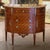 Mid-Century French Louis XVI Marble Top Carved Walnut Demilune Commode Chest For Sale - Image 4 of 12