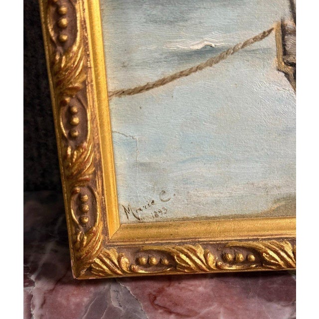 Marie C, Seascape with Sailboat, 1800s, Oil on Canvas, Framed For Sale - Image 5 of 8