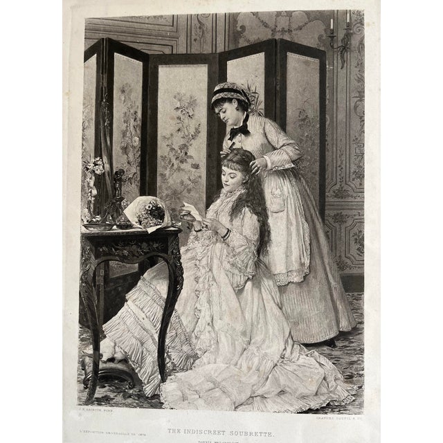 Victorian Antique Victorian Engraving Two Young Women “The Indiscreet Soubrette” Risqué For Sale - Image 3 of 6