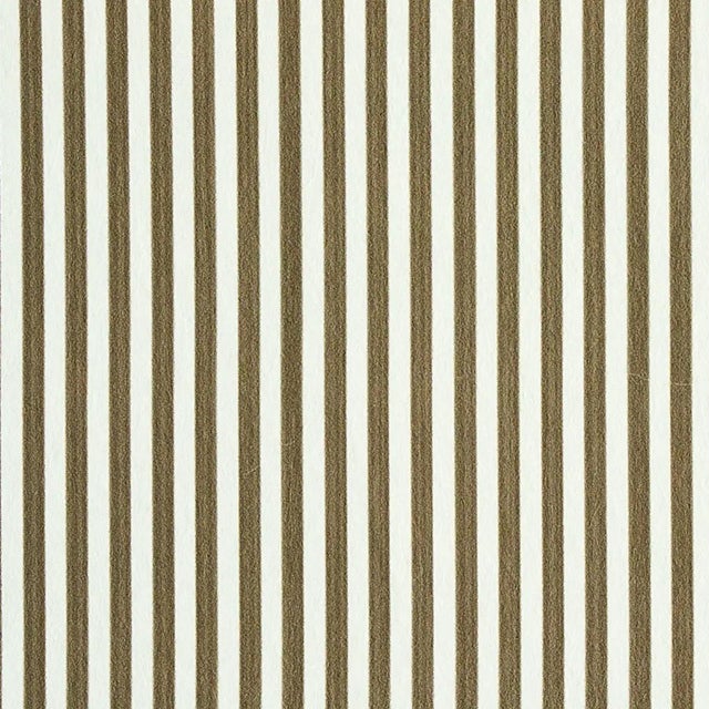 Schumacher Sample - Schumacher Edwin Stripe Narrow Wallpaper in Mushroom For Sale - Image 4 of 4