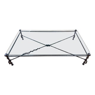 Monumental Forged Iron & Glass Serpent Coffee Table Manner of Diego Giacometti For Sale