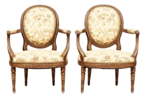 Finely Carved Louis XVI Style Armchairs - A Pair