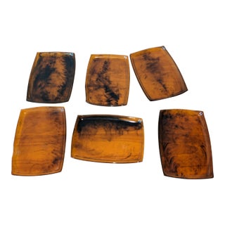 Mid Century Tortoise Acrylic Cocktail/Appetizer Trays- Set of 6 For Sale