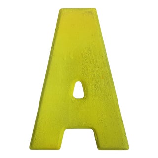 Vintage 1960’s Rustic Neon Green “A” Sign Beveled Letter For Sale