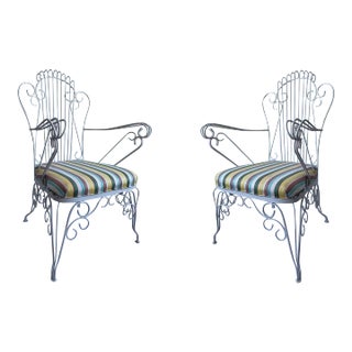 Antique French Armchairs - Wrought Iron - A Pair For Sale
