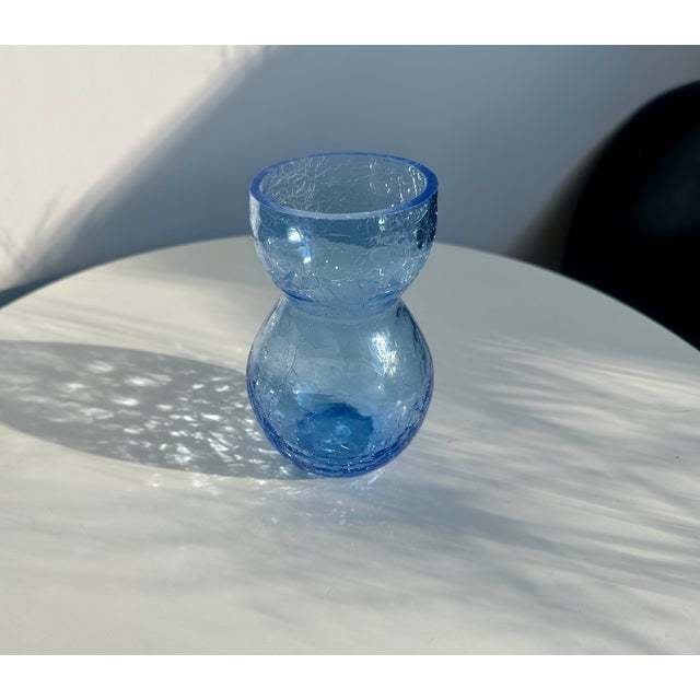 This unique Murano Barbini glass vase was made using the "Ghiachciato" technique, that gives the surface of the glass an...