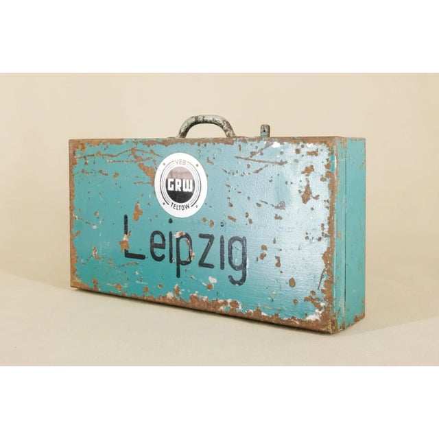 Vintage Industrial Metal Leipzig Trunk from Veb GRW Teltow, 1950s For Sale - Image 9 of 9
