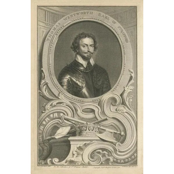 Jacobus Houbraken, Portrait of Thomas Wentworth, 1st Earl of Strafford, Print For Sale - Image 5 of 6