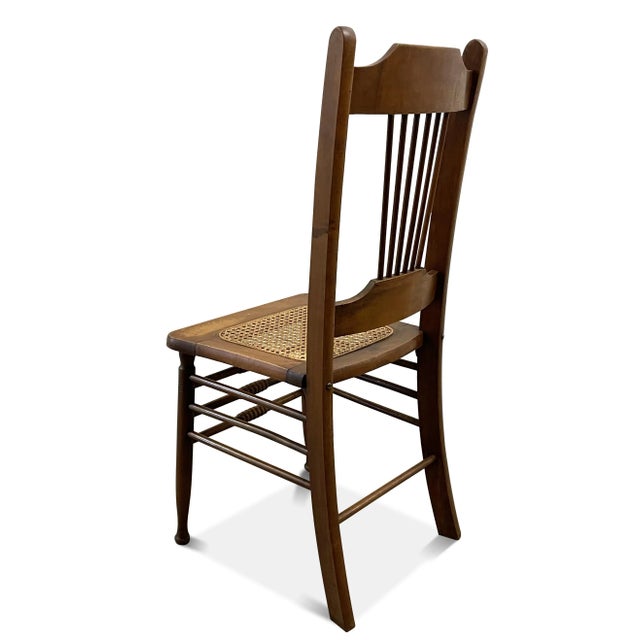 1930s Farmhouse Pressed Back Cane Seat Chair For Sale - Image 5 of 10