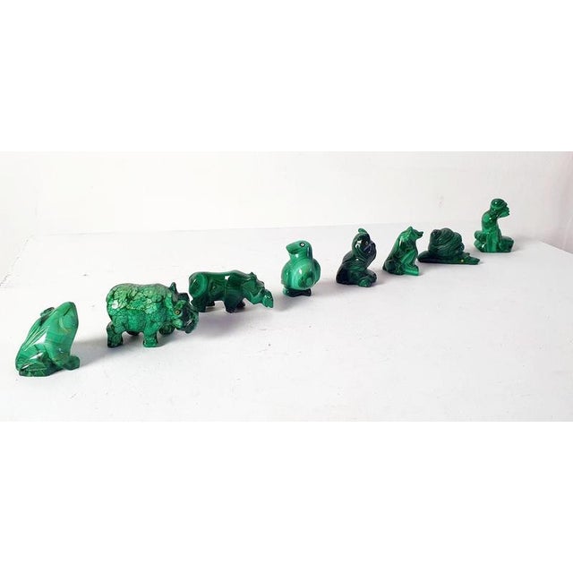 Mid-Century Modern Handmade Malachite Animal Sculptures, Congo, 1980s, Set of 17 For Sale - Image 3 of 11