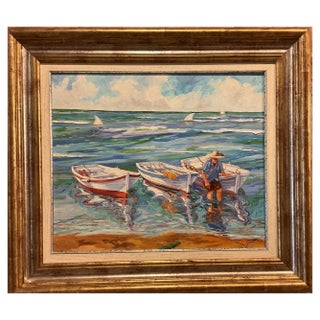 Avel, Recogiendo Las Barcas, 2023, Oil on Canvas, Framed For Sale