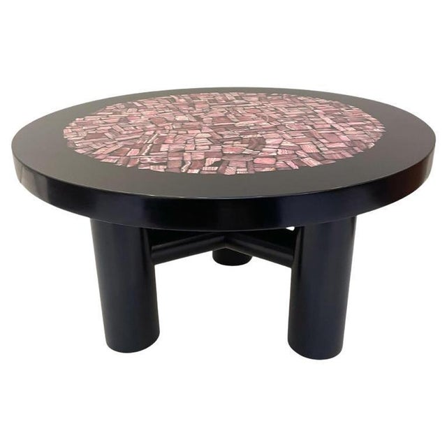 Black Coffee Table in Rhodochrosite and Resin Attributed to Etienne Allemeersch, 1970s For Sale - Image 8 of 8