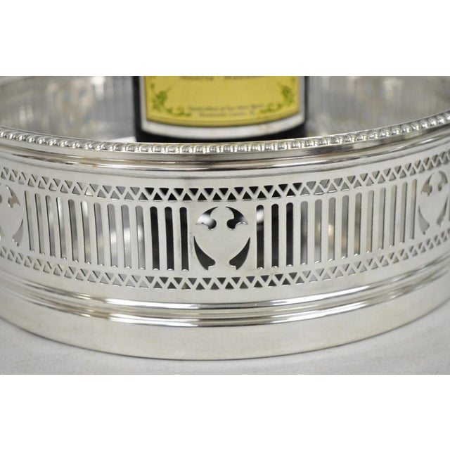 Traditional Antique Gorham English Edwardian Silver Plated "Urns" Large 9" Bar Wine Coaster For Sale - Image 3 of 12