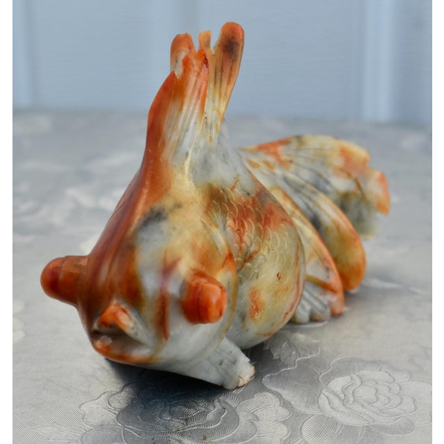 Orange Chinese Carved Soapstone Goldfish Vintage Koi Figurine For Sale - Image 8 of 16