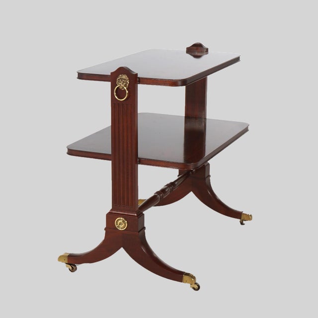Early 20th Century Baker Regency Style Mahogany & Brass Two-Tiered Server Signed, Early 20th Century For Sale - Image 5 of 8