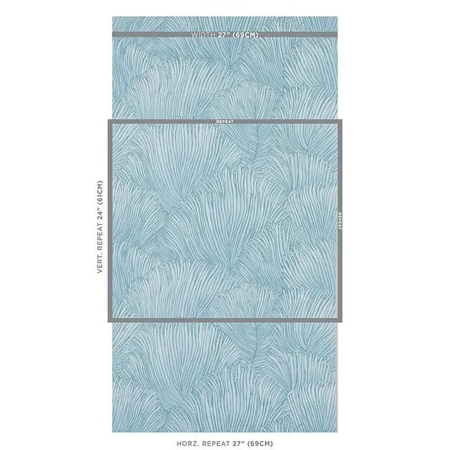 This stylish wallcovering features a dense scalloped arrangement of palm fronds that is delicately rendered with a subtle...