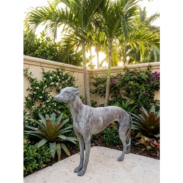 Vintage Cast Lead Greyhound / Whippet Garden Statue For Sale - Image 9 of 12