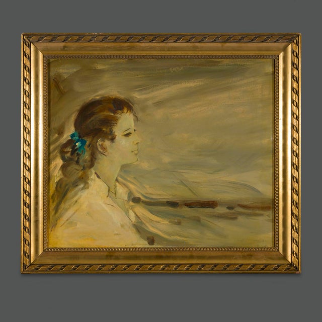 1940s 1950s Italian Signed Framed Portrait For Sale - Image 5 of 5