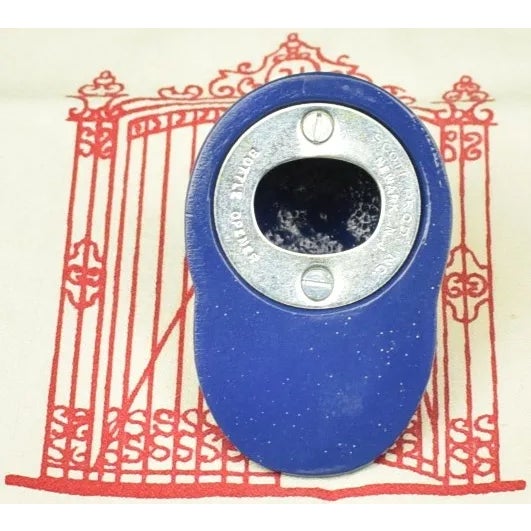 Blue/ Yellow 3 1/2"L x 1 3/4"H Custom painted metal bottle opener made for the "21" Club *"21" Club bar cloth sold...
