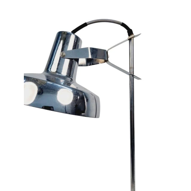 Modern, clean-lined adjustable table lamp designed by Sándor Heller in the 1970s. Excellent condition, light chrome wear...