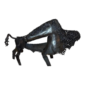 1970s Bison Sculpture Forges Steel Kinetic Brutalist Sculpture
