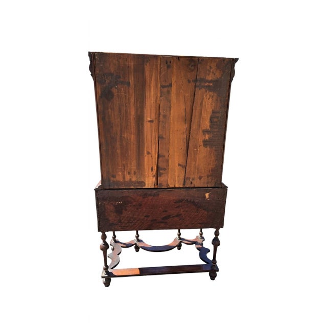 Constructed with rich, highly figured walnut veneers across the drawer fronts to showcase a highly decorative wood grain....