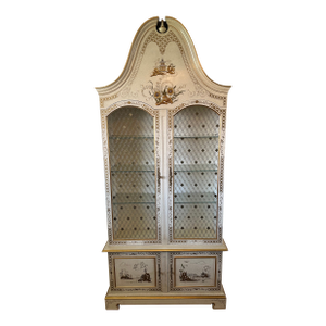 Late 20th Century John Widdicomb Hand-Painted Bonnet-Top Display Cabinet/Vitrine-Chinoiserie Style