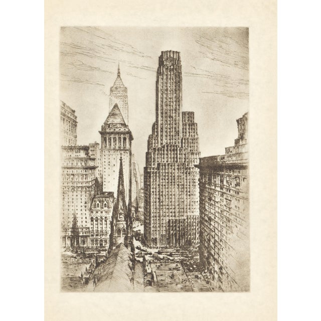 "The March of Centuries" (Wall Street) 1939 New York Etching by Anton Schutz For Sale
