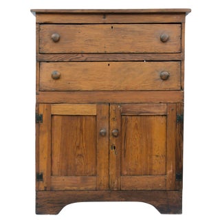 Primitive Heart Pine Chest For Sale
