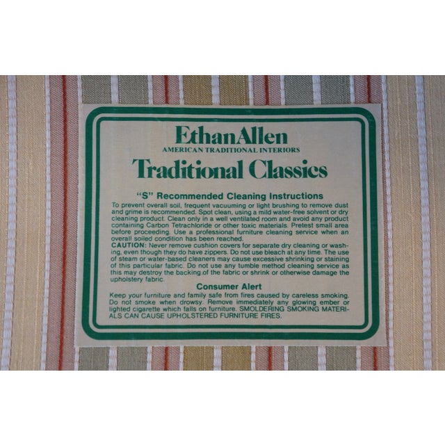 1980s Ethan Ellan Traditional Classics Queen Anne Maple Striped Library Wingback Chair For Sale - Image 12 of 18