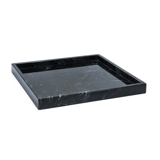 Contemporary Squared Black Marquina Marble Tray For Sale - Image 3 of 8